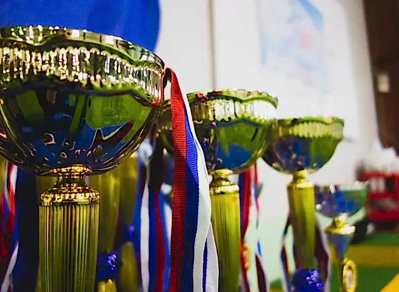 Награды и лента с триколором на Чемпионат Алматы 2022 по аджилити.